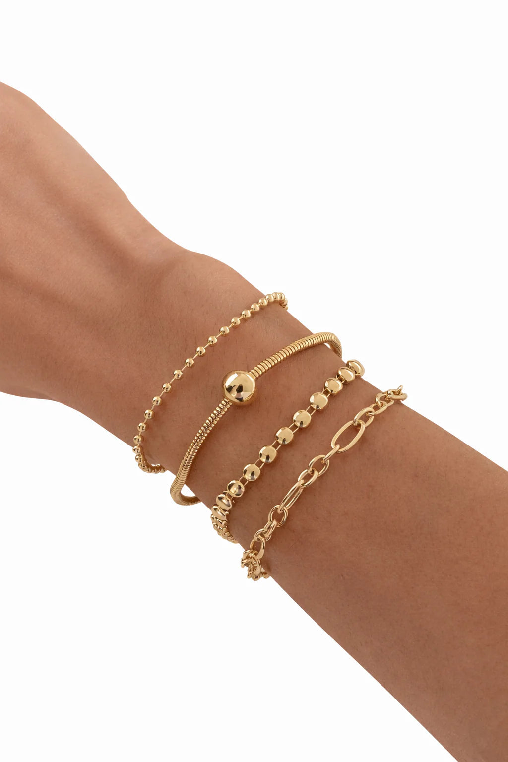 Layered Adjustable Bracelet Set - Four-Piece Stackable Casual Fashion Jewelry Gift for Her