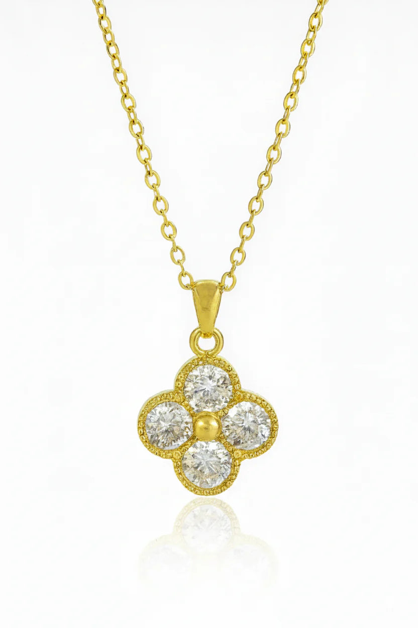 Stainless Steel Crystal Clover Necklace for Women