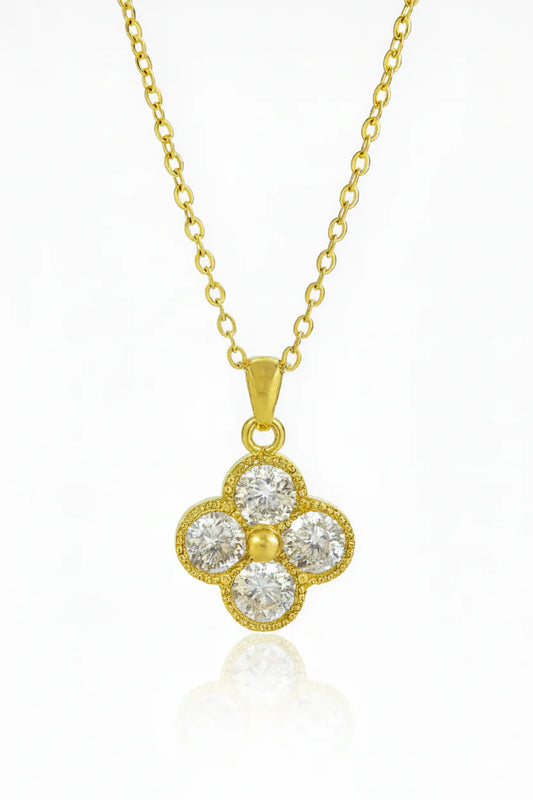 Stainless Steel Crystal Clover Necklace for Women