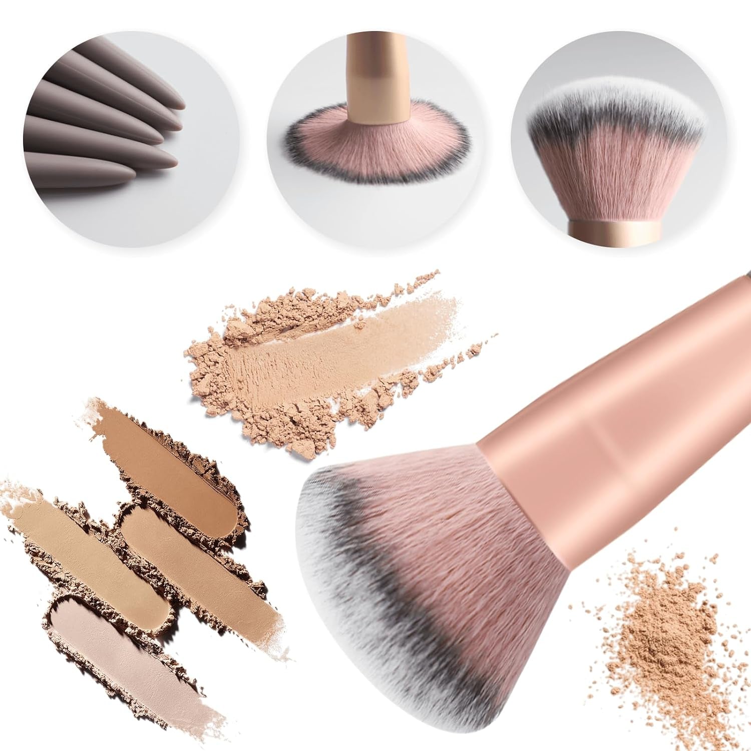 Pinselset Makeup HEYMKGO 15Pcs Synthetische Borsten Grüne Farbe Konischer Griff Make up Pinsel Set Schminkpinsel Gesicht Auge Lidschatten Mit Tragbarer Kordelzug Flanell Tasche (Rosa)