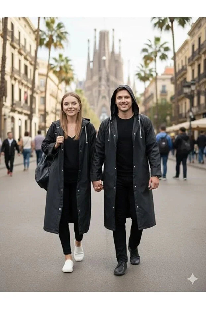 Black Waterproof & Windproof Raincoat