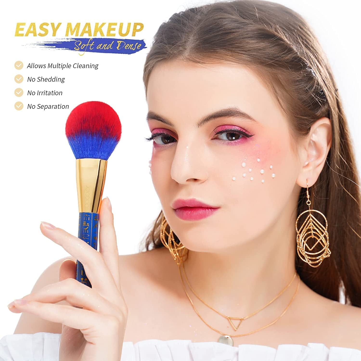 Docolor 19Pcs Bastet Katze Make-Up Pinsel Set Mit Blauem Wasserdichten Eyeliner Pen Super Slim Liquid Eyeliner Eye Liner Gel Premium Synthetic Kabuki Foundation Blending Face Powder Make up Pinsel Set