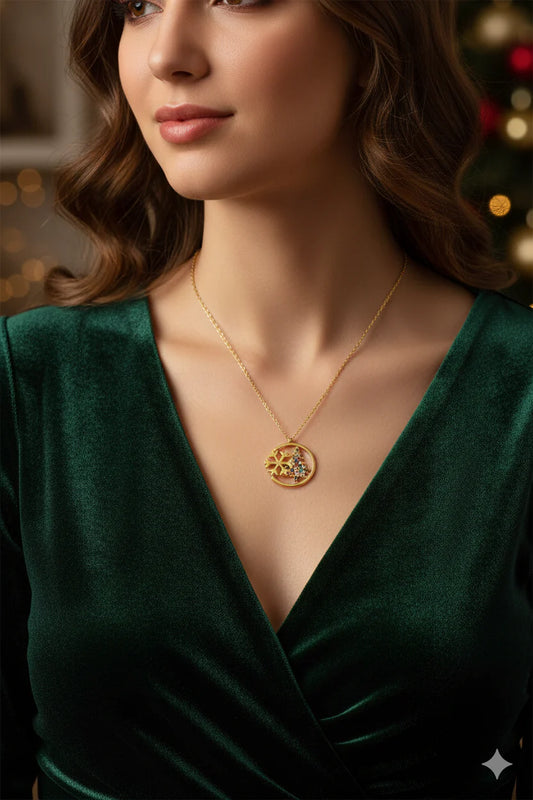 925 Sterling Silver Christmas Tree Necklace – Crystal Snowflake Pendant – Elegant Women’S Silver Jewelry – Holiday Gift Necklace