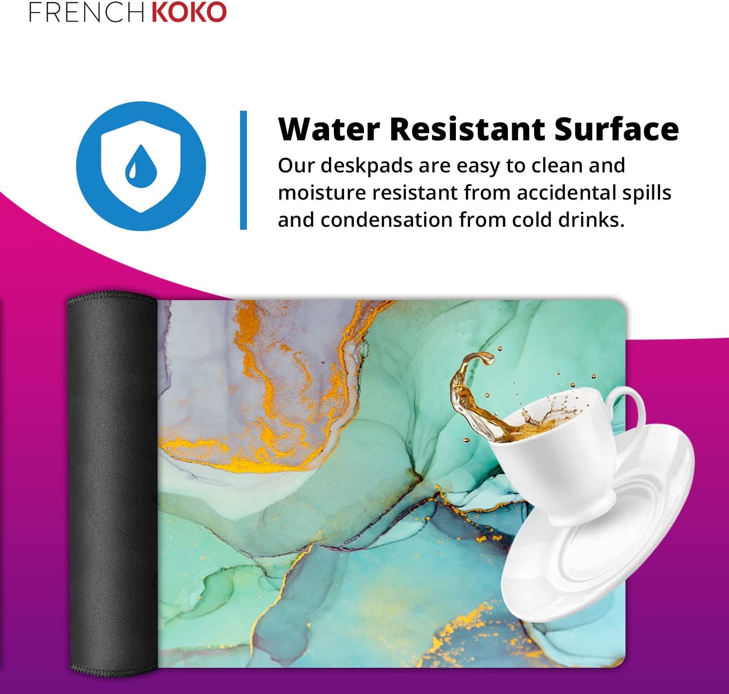 Großes Mauspad, Lange Schreibtischunterlage, Tastaturunterlage, Schreibtischzubehör Für Zuhause, Schule, College, Dekoration, XL, Süßes Marmorblaugrün