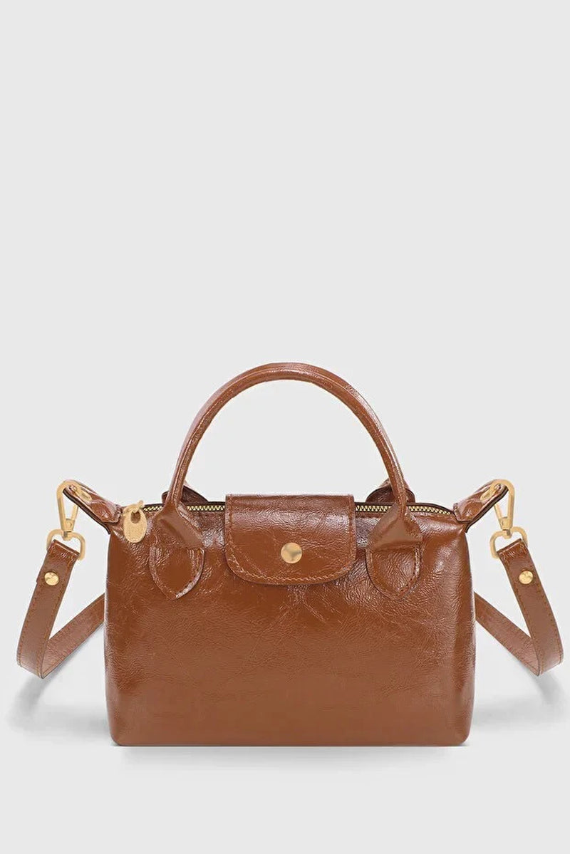 Tan Patent PU Leather Crossbody Bag for Women