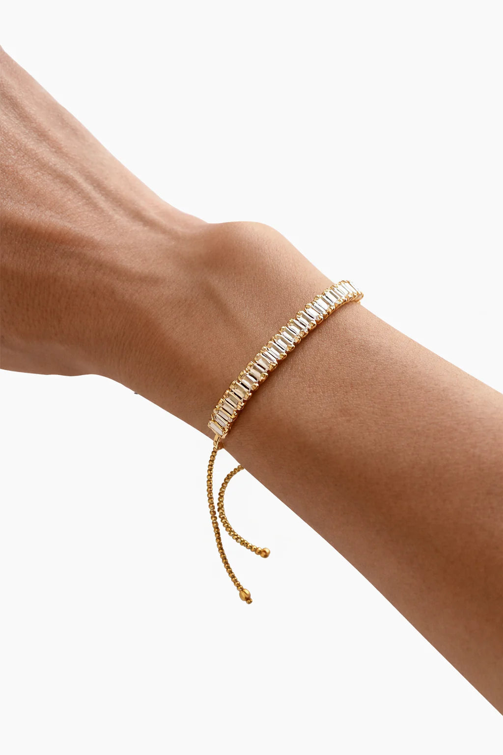 Baguette Zircon Adjustable Bracelet Elegant Minimal Sparkle Fashion Jewelry Gift for Her