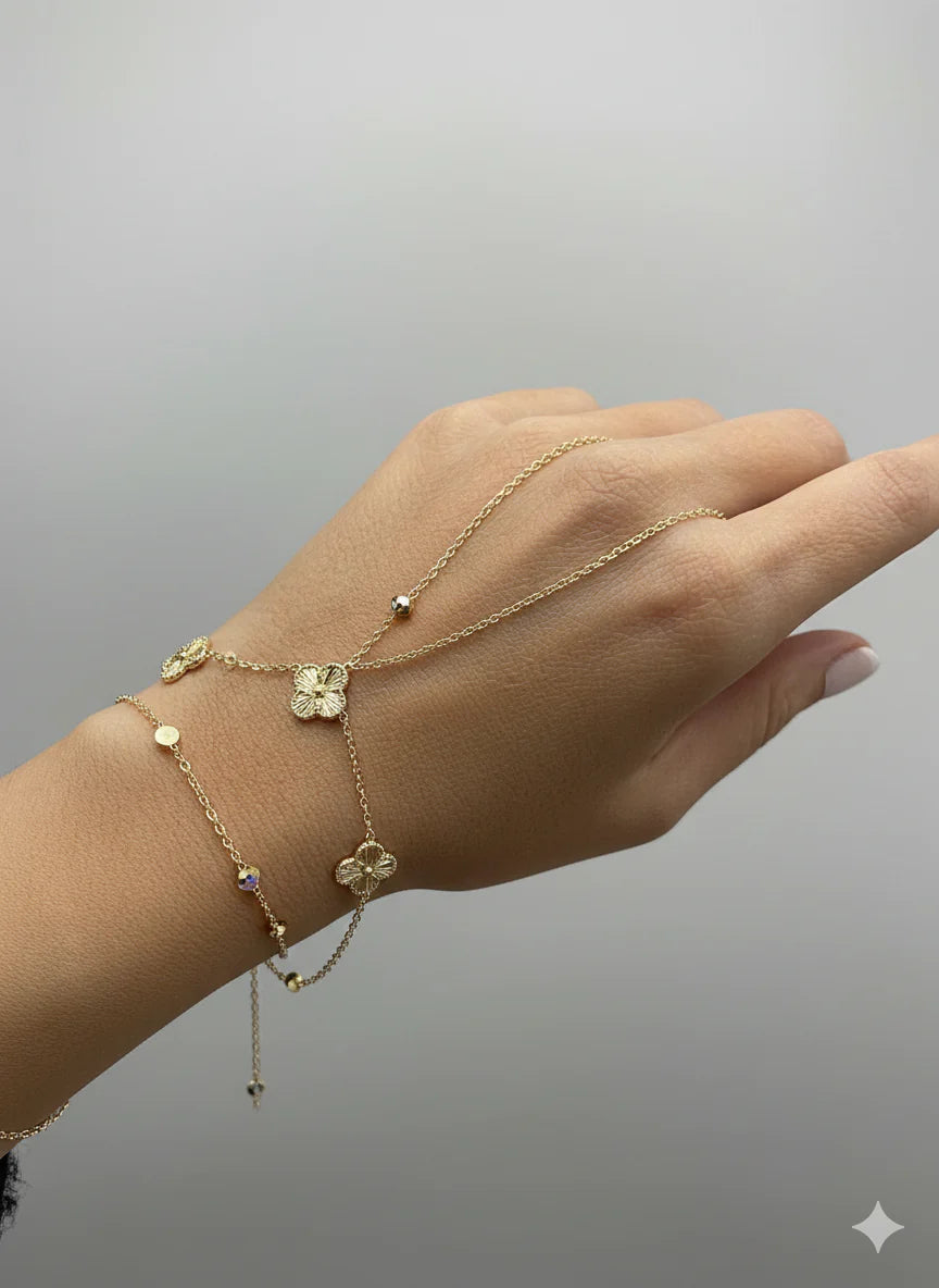 VIP Gold Three Piece Hand Chain Bracelet Set